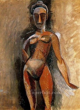  1907 Lienzo - Femme nue debut 1907 Desnudo abstracto
